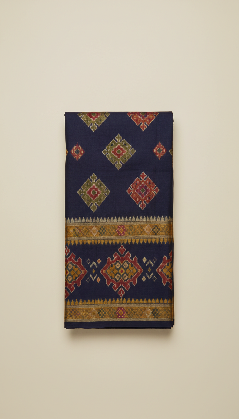Sambalpuri Ikat Saree in Indigo Night
