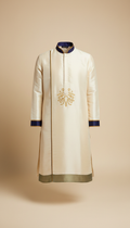 Contemporary Fusion Silk Kurta in Ivory Sand